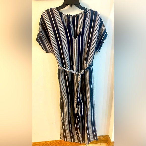 Rails Angela Striped Linen Blend Pants Jumpsuit. Size Large. Dark Navy and White - Picture 8 of 8